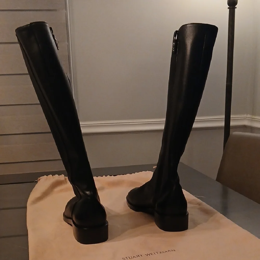 Stuart Weitzman Black Leather Knee-High Boots - Picture 5 of 8